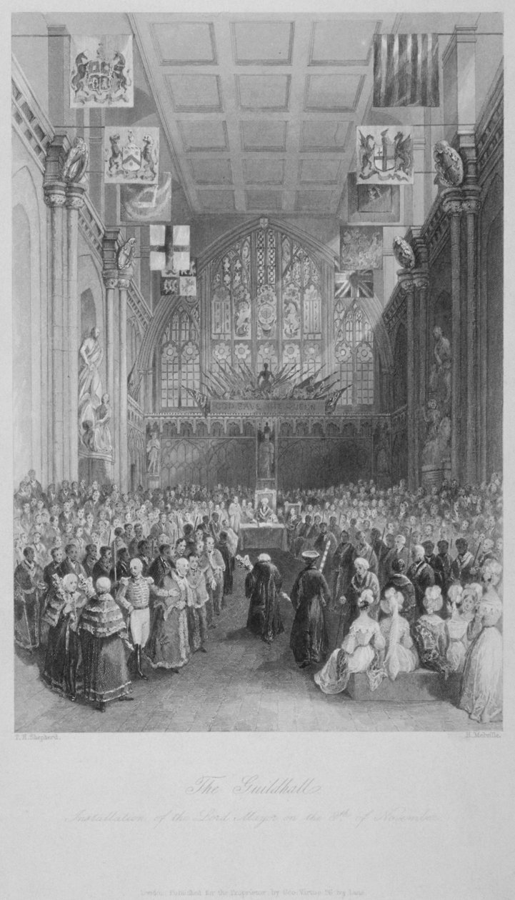 Instalación del Lord Mayor de Londres en el Guildhall, Ciudad de Londres, 1838 de Harden Sidney Melville