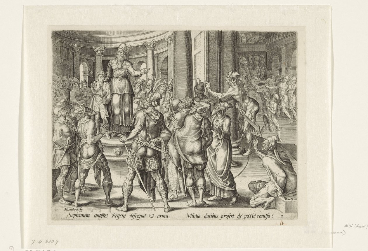 Joás presentado al ejército Historia de Joash y la reina Atalja (título de la serie) de Harmen Jansz Muller