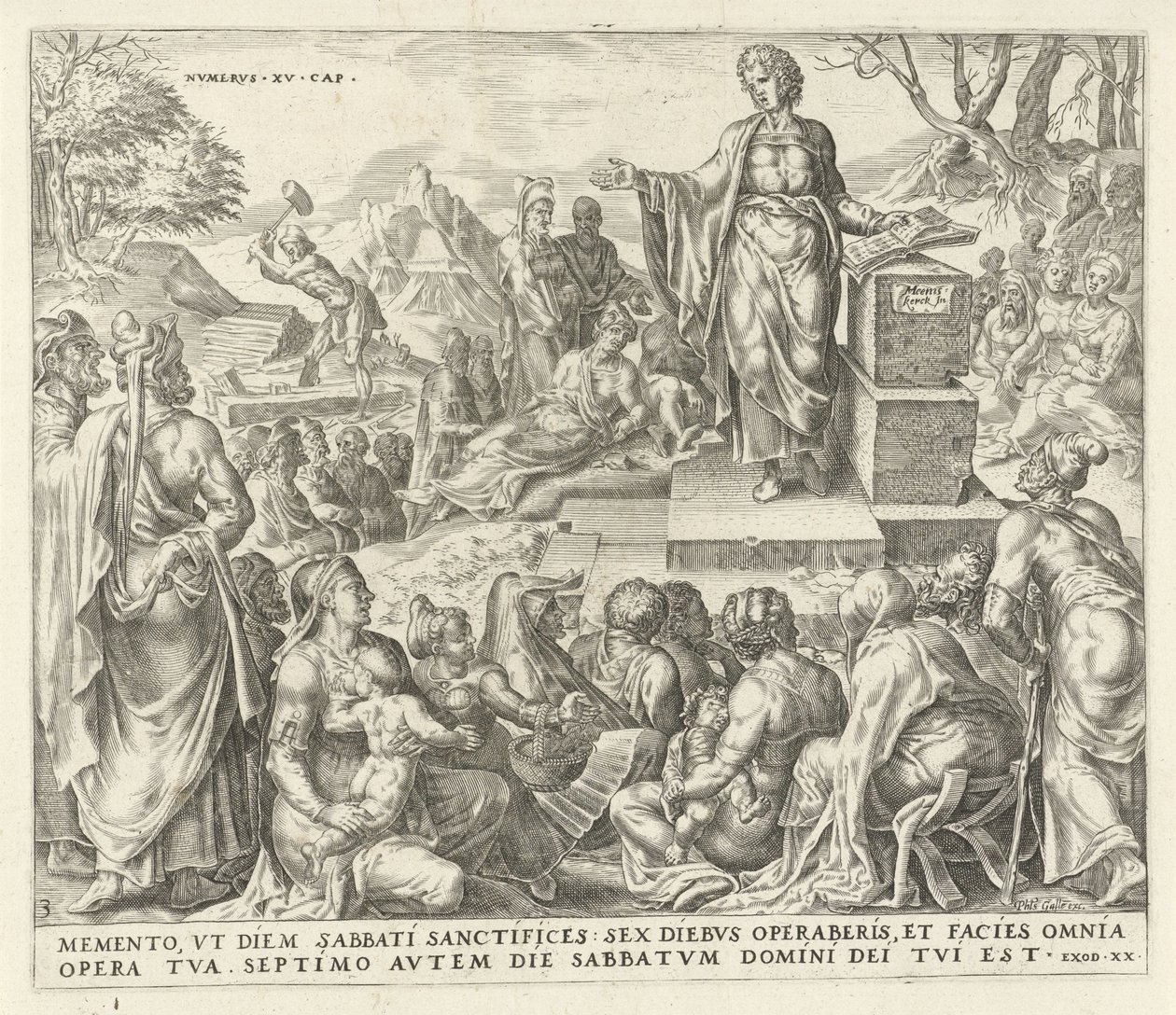 El hombre recoge leña en sábado Recuerda el día de reposo Los Diez Mandamientos (título de la serie) de Harmen Jansz Muller