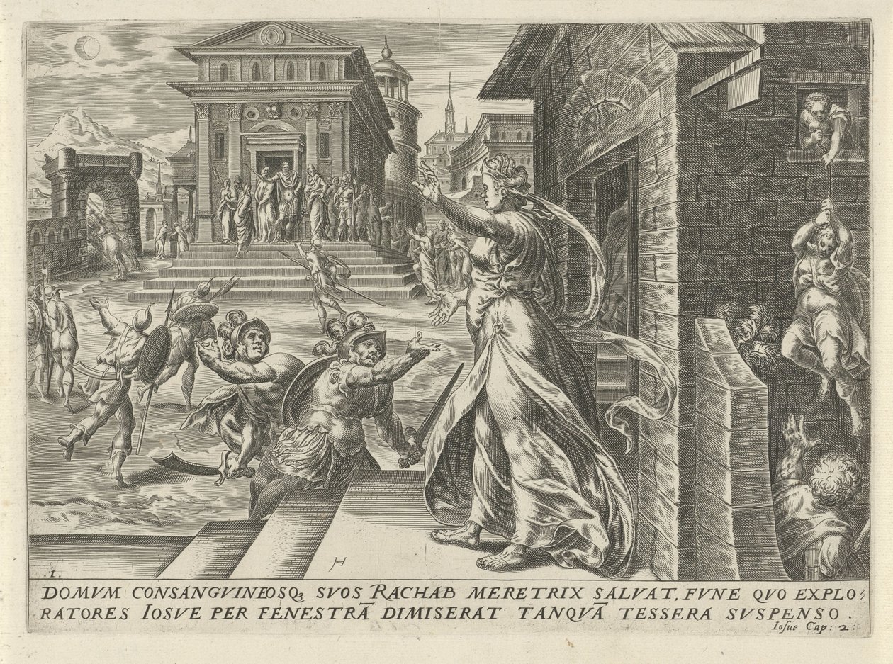 Rahab deja escapar a los espías por la ventana La historia de Josué (título de la serie) de Harmen Jansz Muller