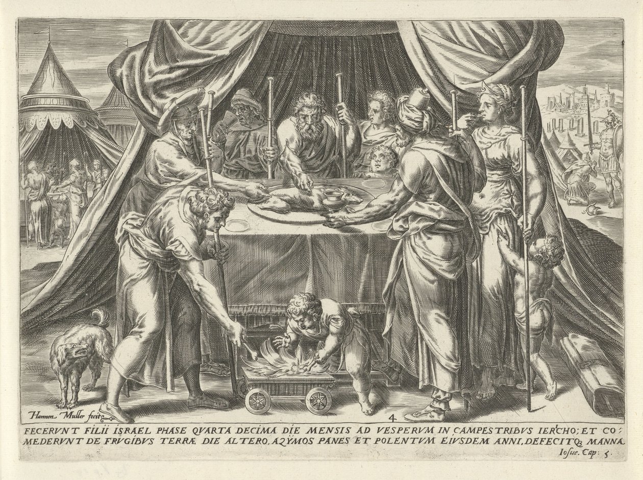 Celebración de la Pascua en la Tierra Prometida La historia de Josué (título de la serie) de Harmen Jansz Muller