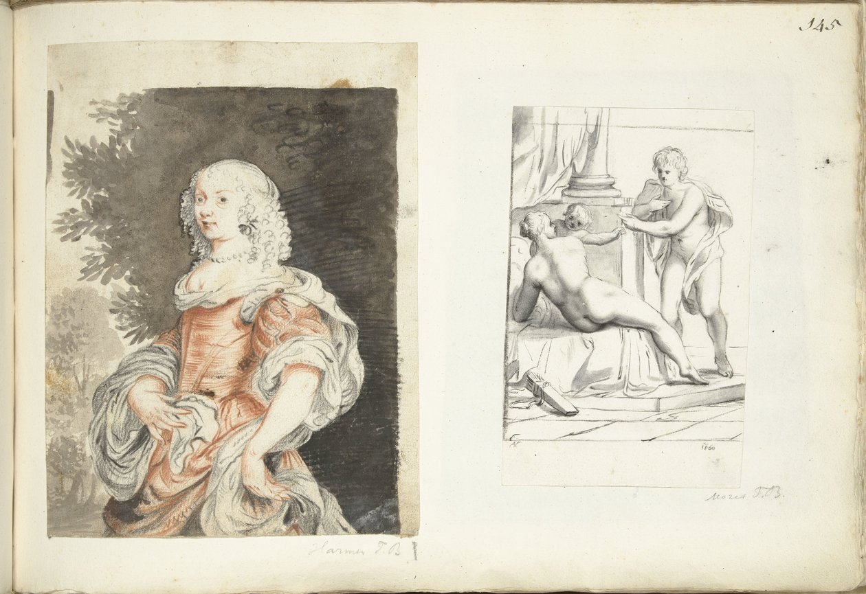 Retrato de mujer y Venus, Amor y Marte de Harmen ter Borch (possibly)