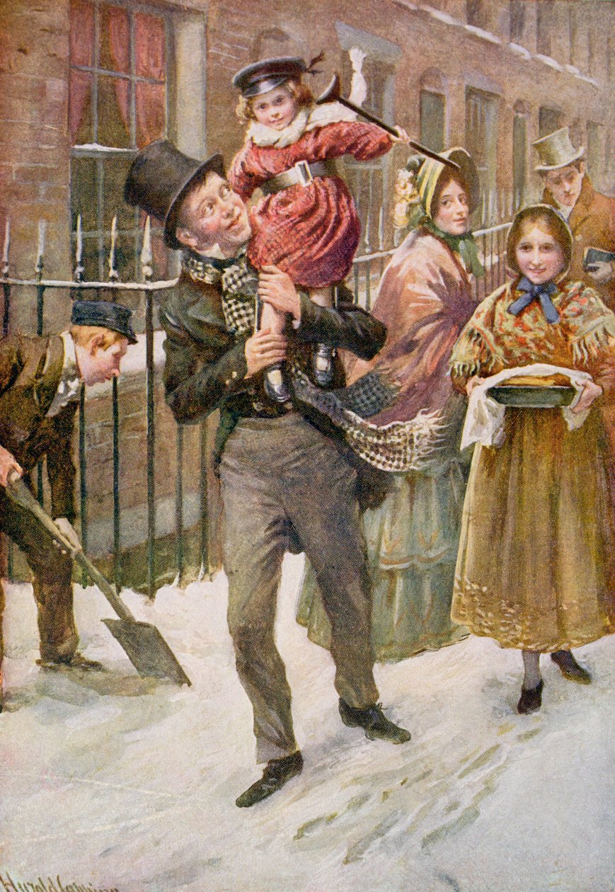 Bob Cratchit y Tiny Tim, ilustración para 