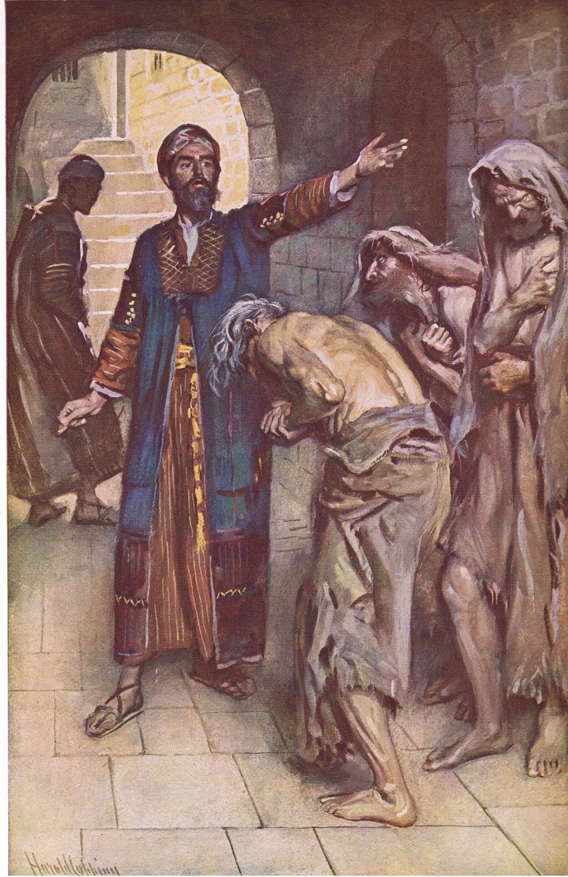 Isaías y los mensajeros, ilustración de Imágenes que Enseñan La Serie de la Corona, 1920 de Harold Copping