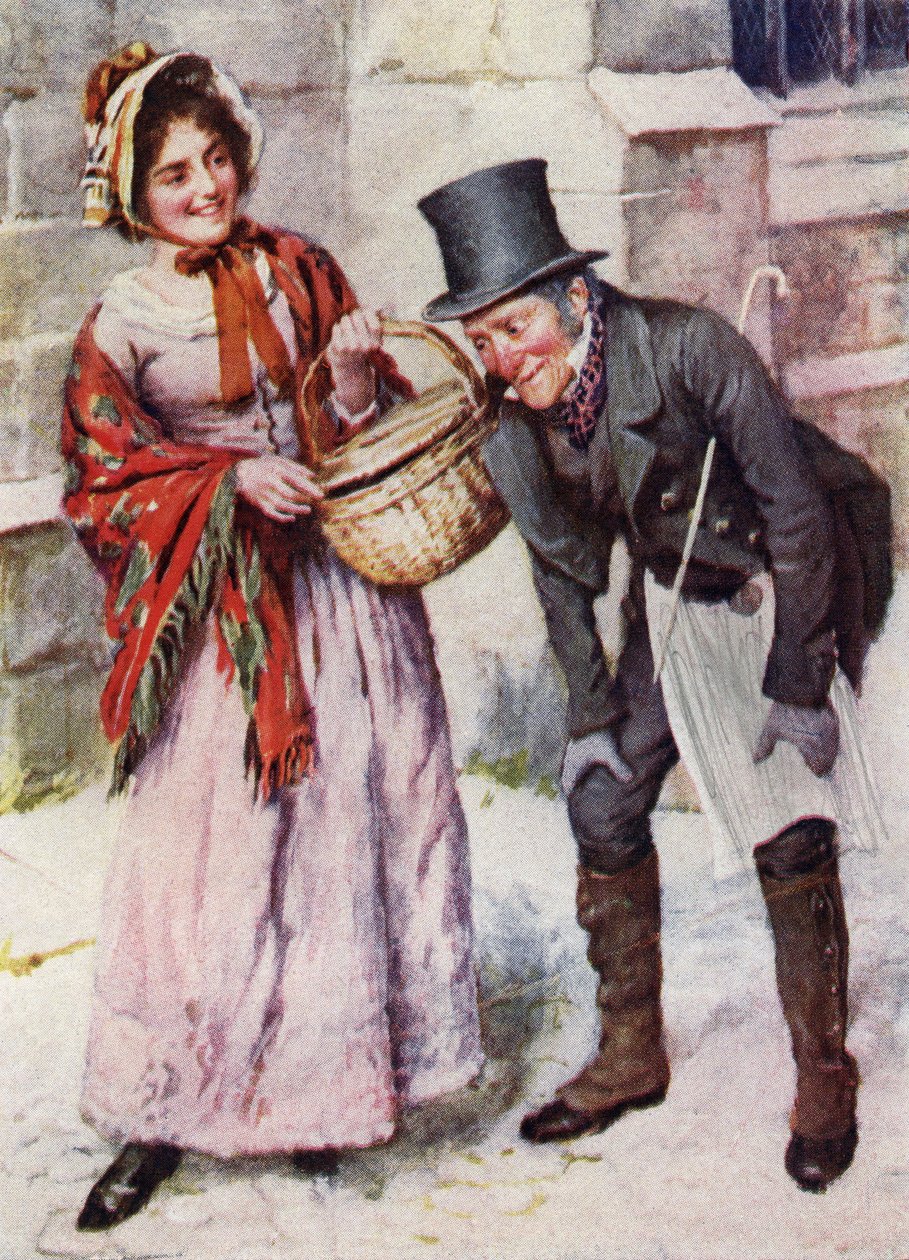 Trotty Veck y su hija Meg de "Trotty Veck y Oliver Twist" (impresión) de Harold Copping