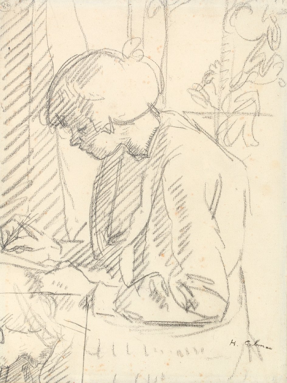 Una niña escribiendo de Harold Gilman