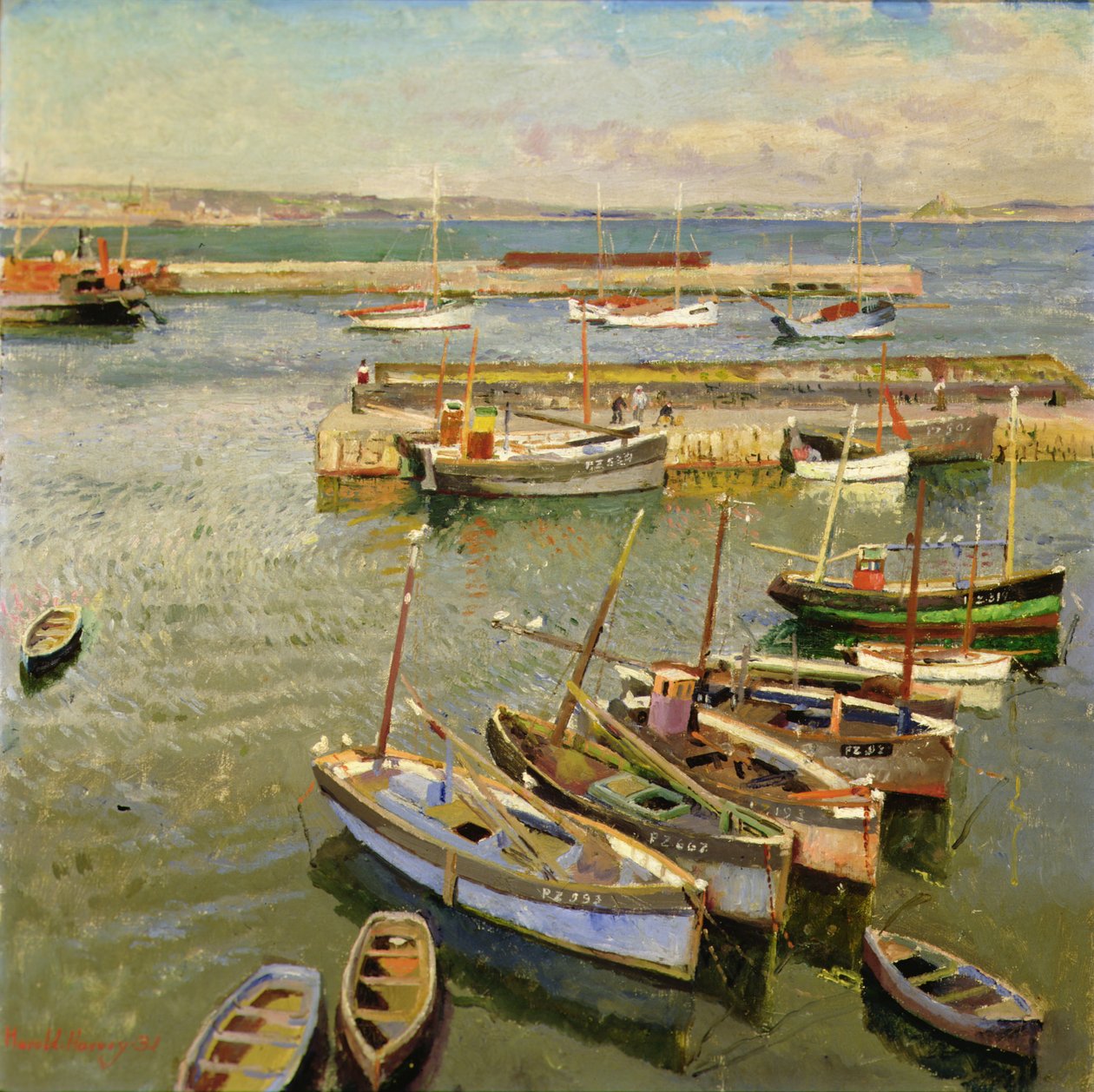 Barcos, puerto de Newlyn de Harold Harvey