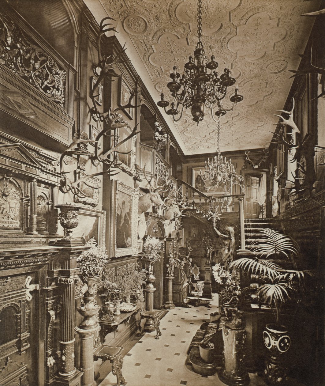 El salón, Wickham Hall, Kent, 1897 de Harold Palmer