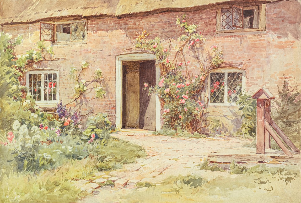 Rosas alrededor de la puerta de la cabaña, Wilmington (acuarela) de Harold Swanwick