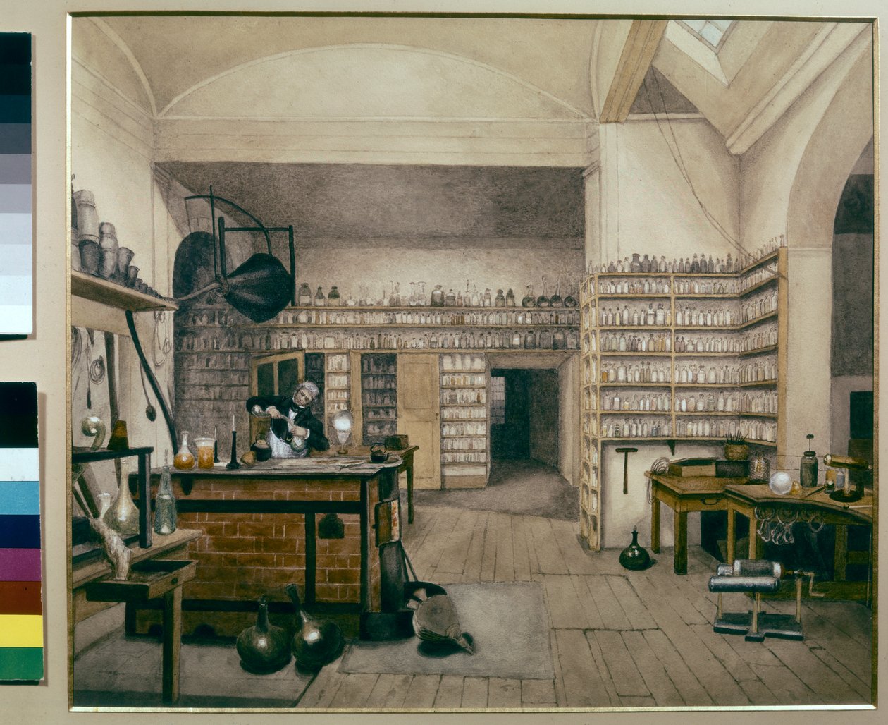Michael Faraday trabajando en su laboratorio del Royal Institute de Harriet Jane Moore