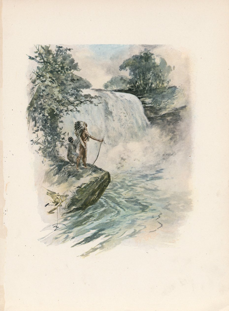 La canción de Hiawatha de Longfellow (litografía en color) de Harrison Fisher