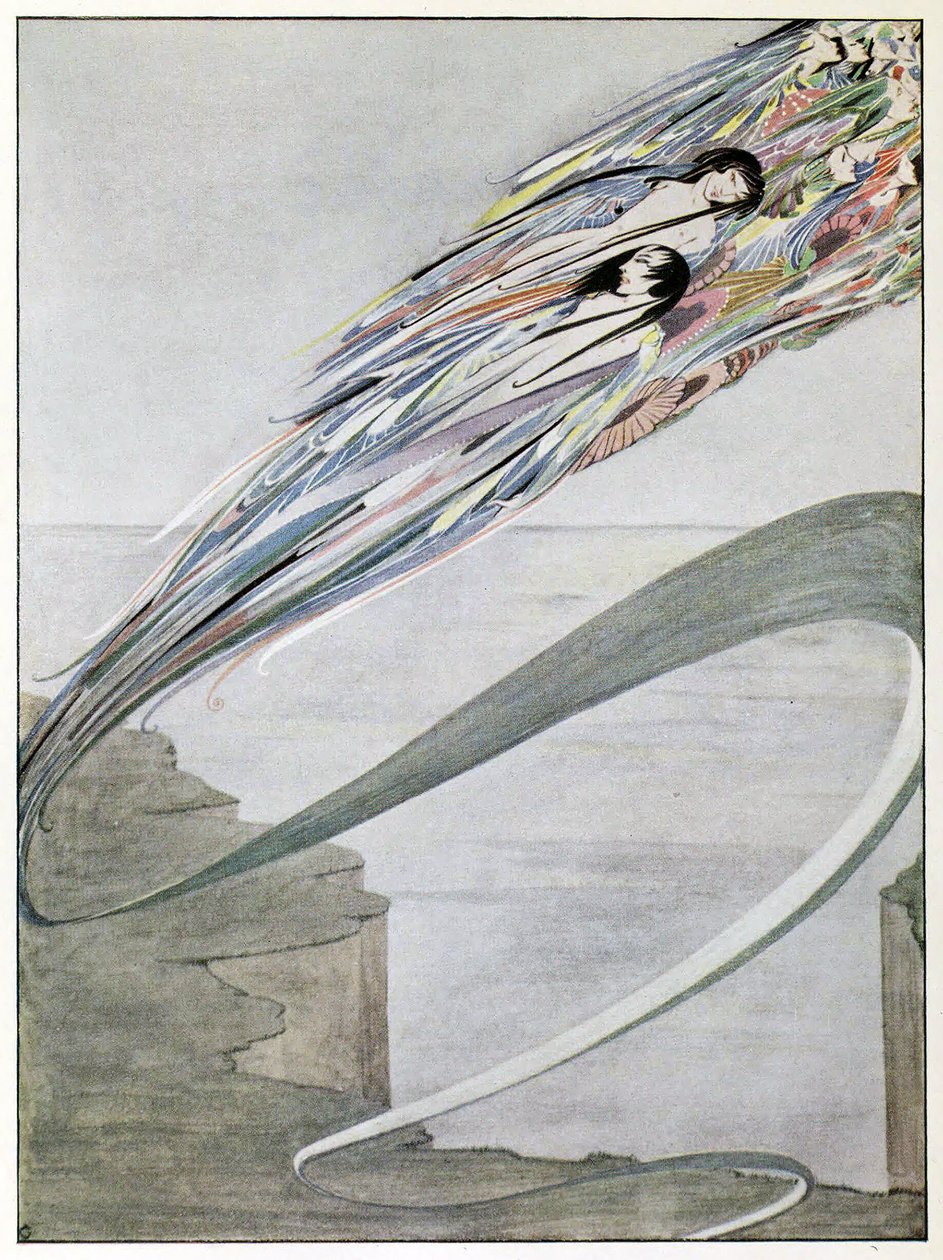 Nací de mil tormentas, y gris con las lluvias torrenciales, de The Years at The Spring, pub. 1920 de Harry Clarke