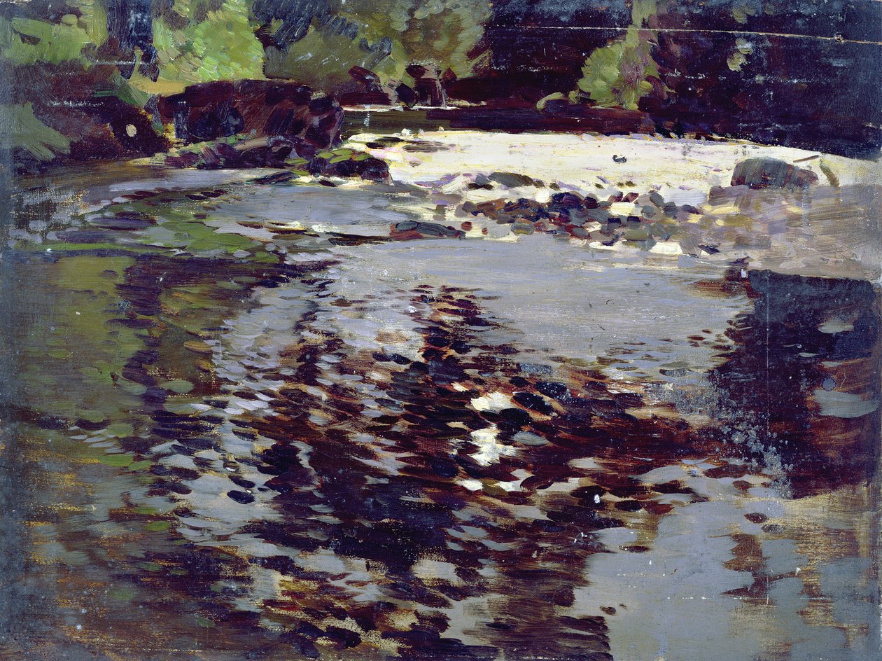 Luz del sol reflejada en un amplio paisaje fluvial de Harry Watson