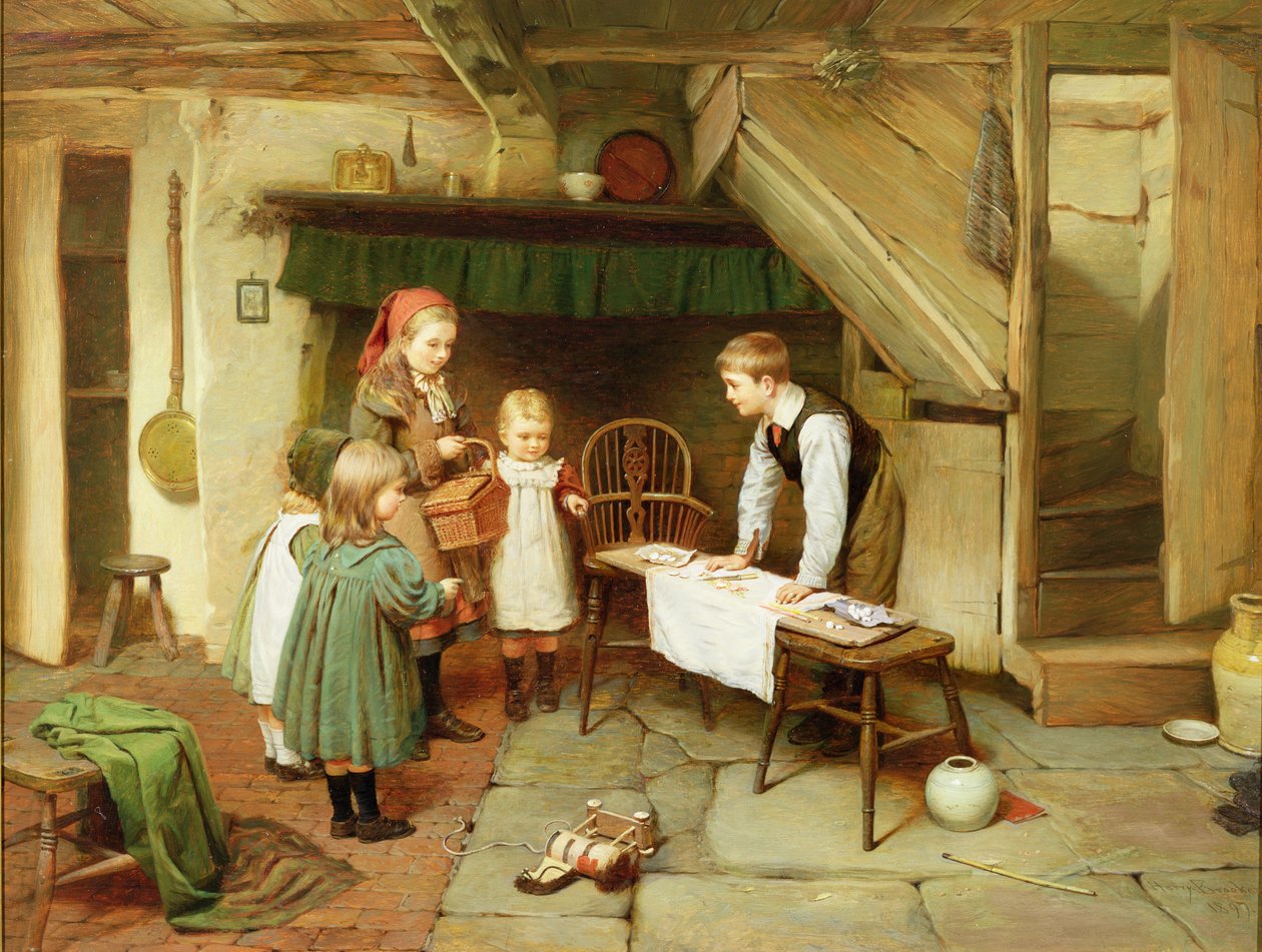 Visita a la dulcería (óleo sobre lienzo) (véase también 17194) de Harry Brooker