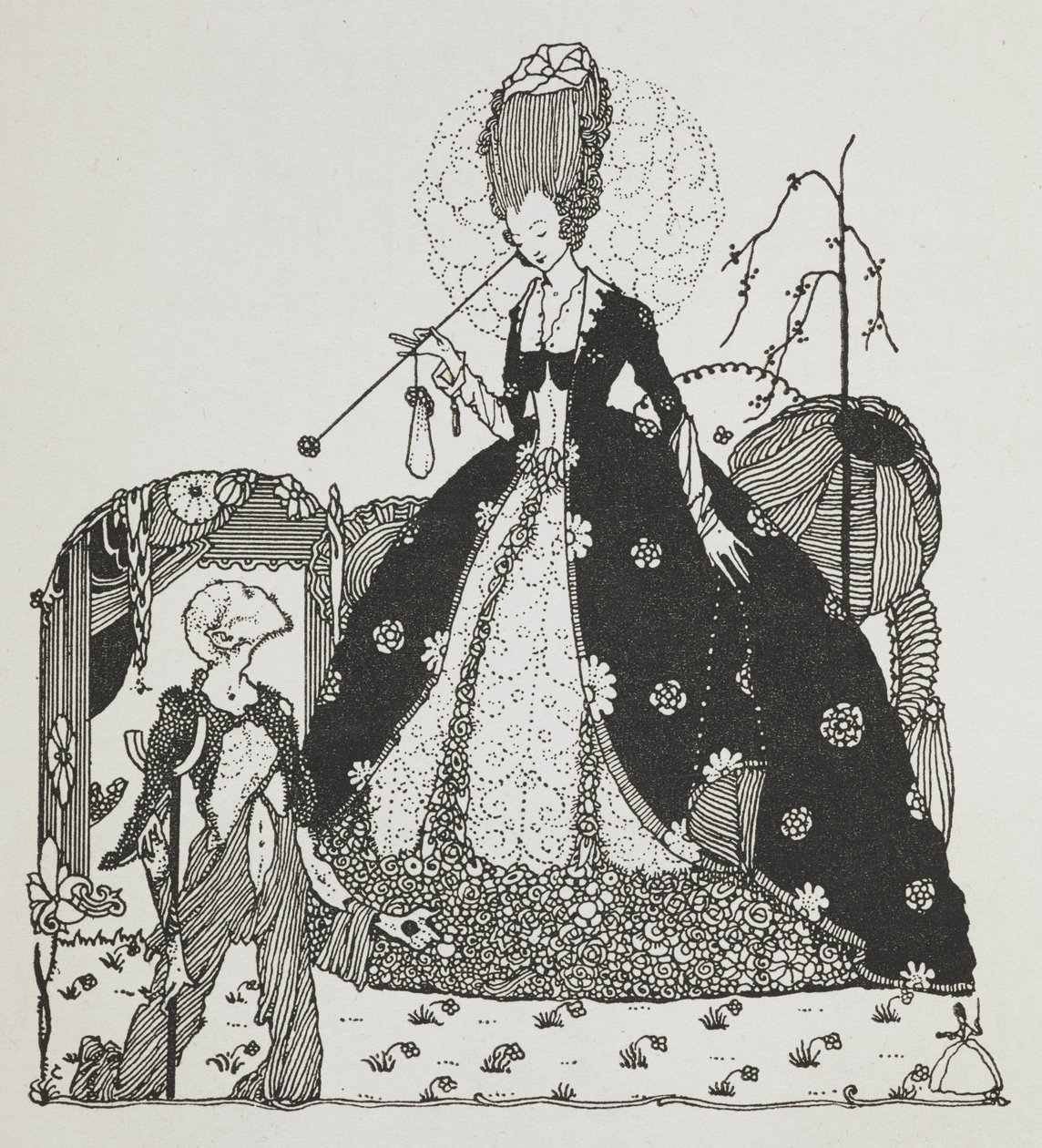 Una señora mira a un campesino que le pide dinero. de Harry Clarke