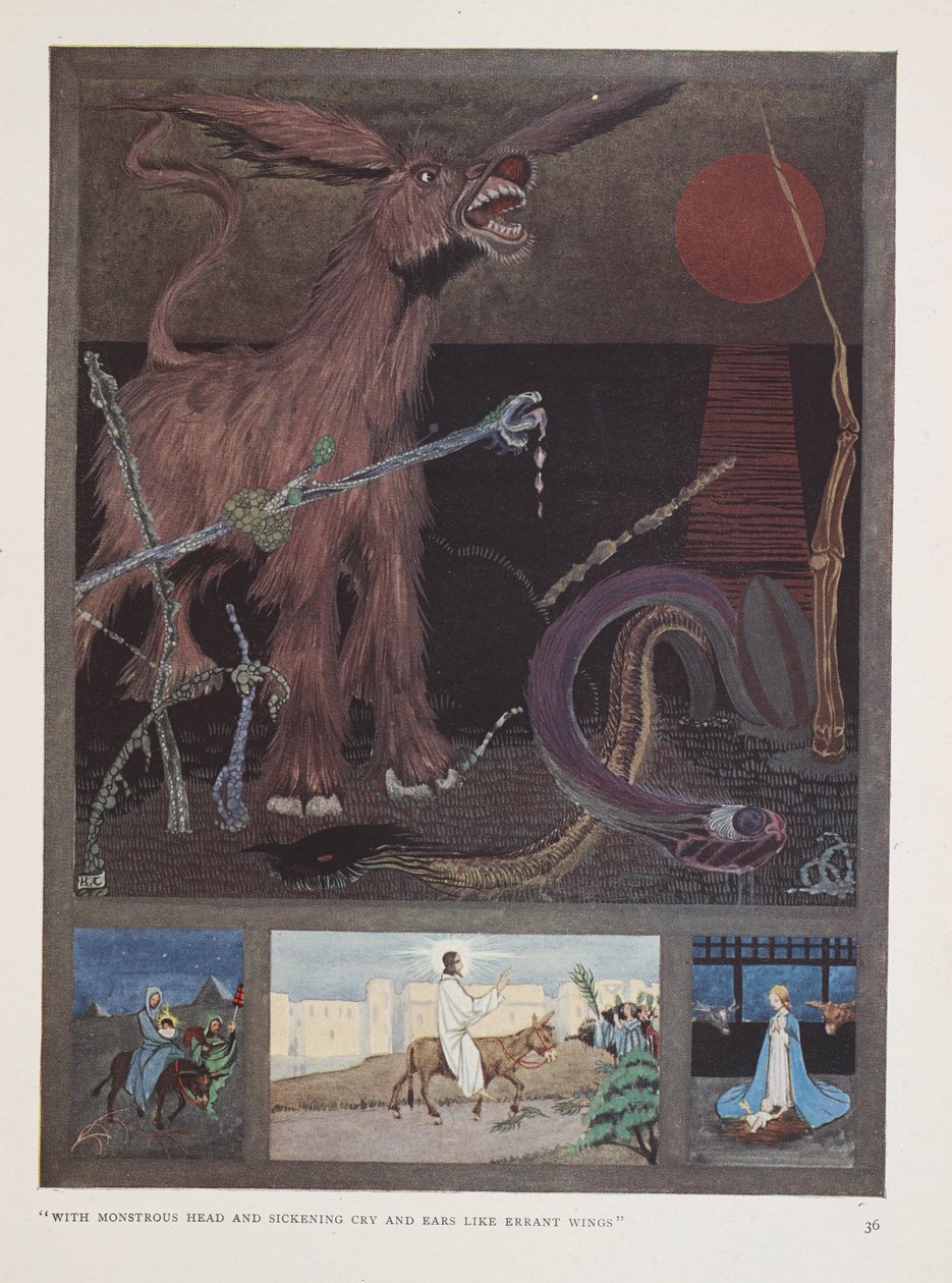 El burro. "Con cabeza monstruosa y grito enfermizo
 y orejas como alas errantes" de Harry Clarke