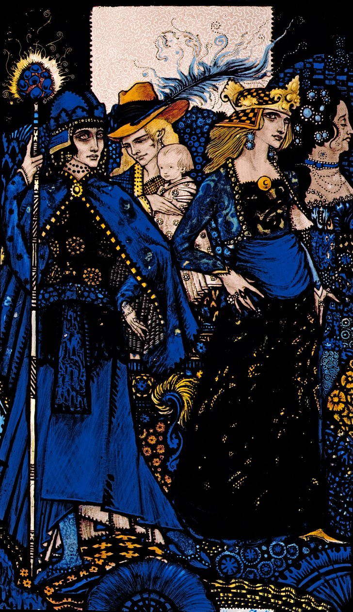 Las reinas de Saba, Meath y Connaught, ilustración de Harry Clarke de 