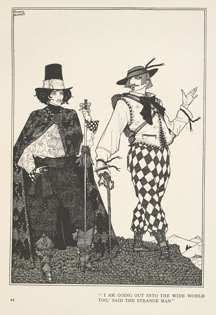 El compañero de viaje
"Yo también me voy al ancho mundo", dijo el extraño hombre. de Harry Clarke