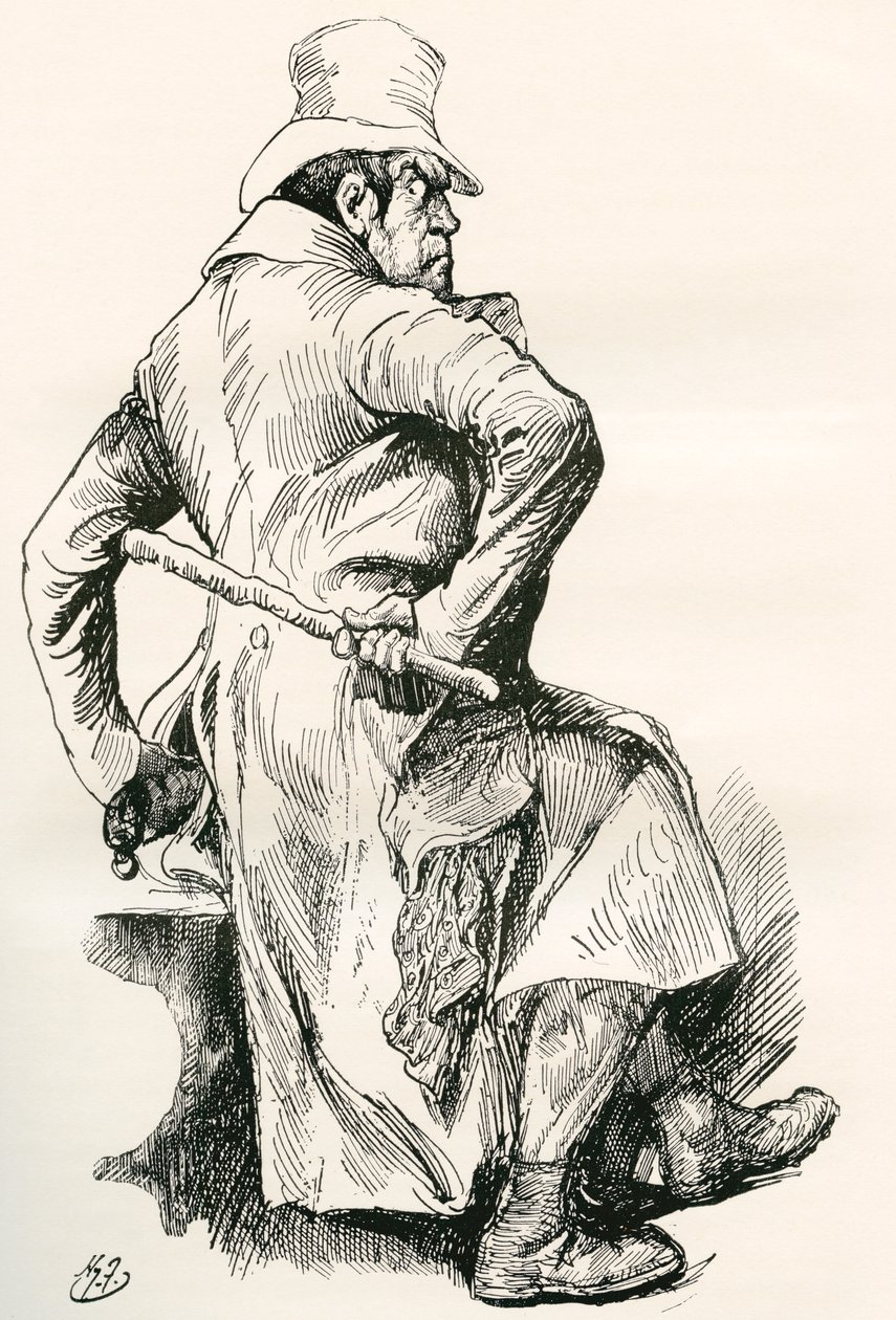 Bill Sikes. Ilustración de Harry Furniss para la novela de Charles Dickens Oliver Twist, de The Testimonial Edition, publicada en 1910. de Harry Furniss