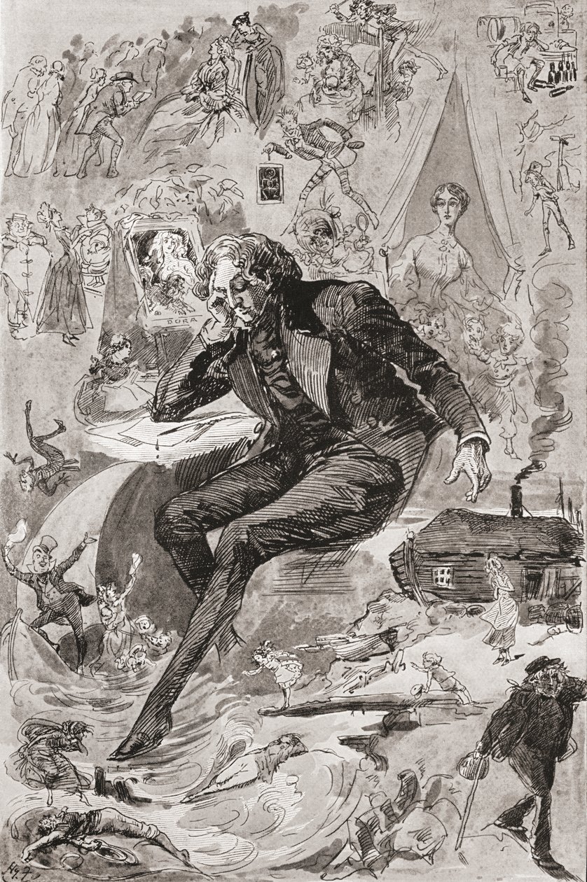 David Copperfield. Ilustración de Harry Furniss para la novela de Charles Dickens David Copperfield, de The Testimonial Edition, publicada en 1910. de Harry Furniss