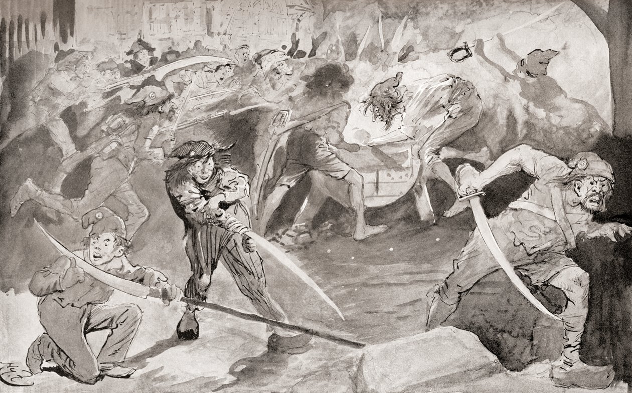 Ilustración para la novela de Charles Dickens Historia de dos ciudades de Harry Furniss