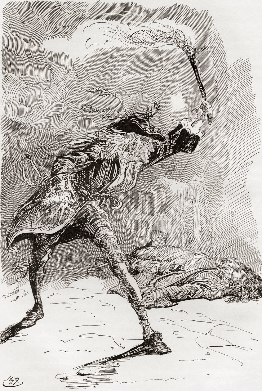 Ilustración para la novela de Charles Dickens Barnaby Rudge de Harry Furniss