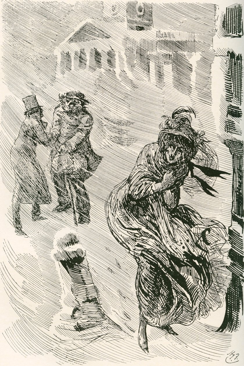 Martha la Errante. Ilustración de Harry Furniss para la novela de Charles Dickens David Copperfield, de The Testimonial Edition, publicada en 1910. de Harry Furniss