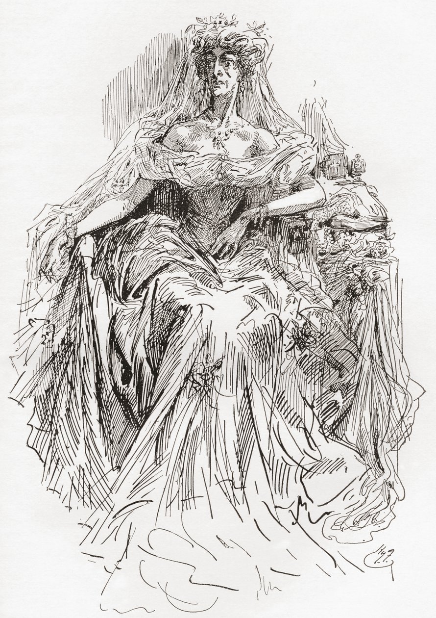 Miss Havisham (grabado) de Harry Furniss