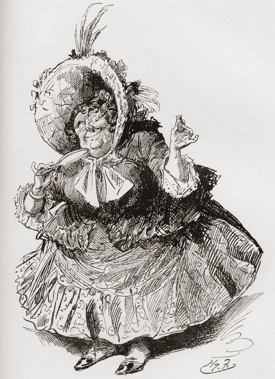 Miss Mowcher. Ilustración de Harry Furniss para la novela de Charles Dickens David Copperfield, de The Testimonial Edition, publicada en 1910. de Harry Furniss