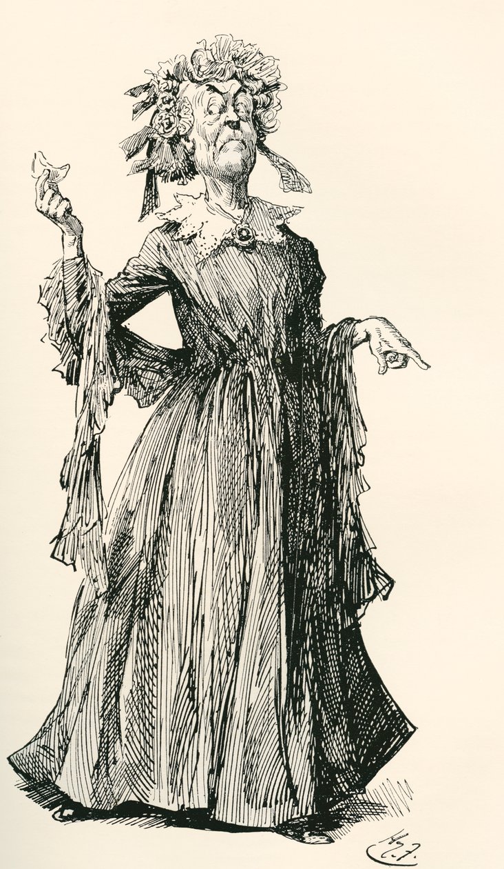La tía del Sr. F. Ilustración de Harry Furniss para la novela de Charles Dickens Little Dorrit, de The Testimonial Edition, publicada en 1910. de Harry Furniss