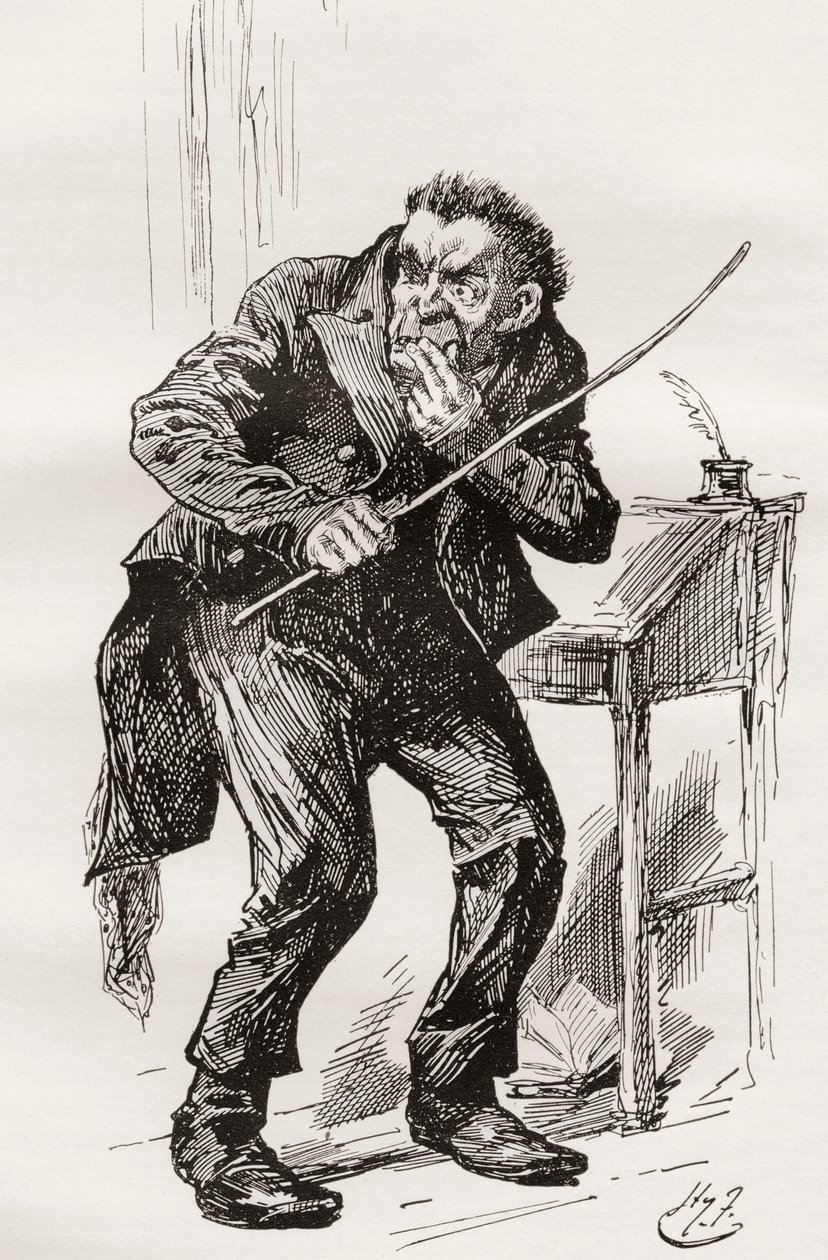 El Sr. Squeers. Ilustración de Harry Furniss para la novela de Charles Dickens Nicholas Nickleby, de The Testimonial Edition, publicada en 1910. de Harry Furniss