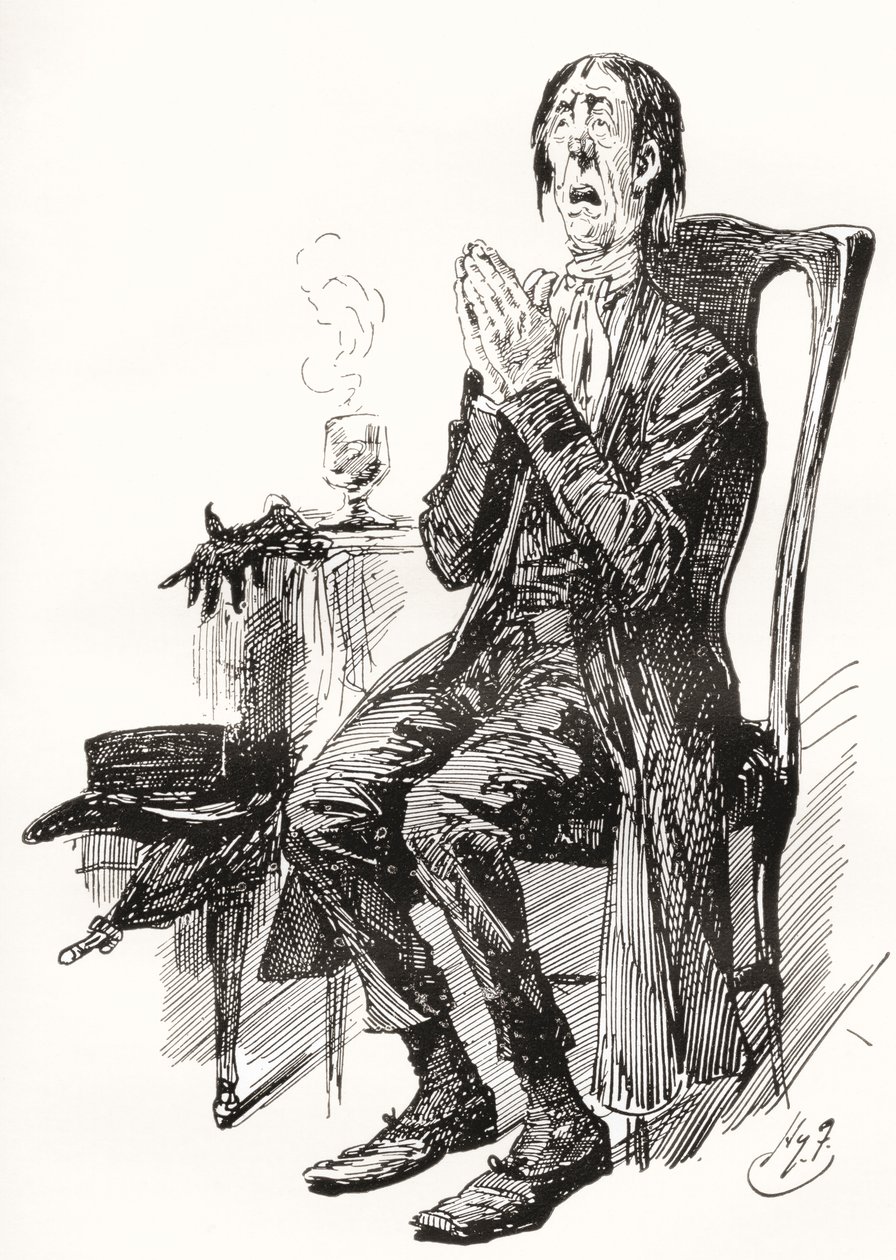 Stiggins. Ilustración de Harry Furniss para la novela de Charles Dickens The Pickwick Papers, de The Testimonial Edition, publicada en 1910. de Harry Furniss