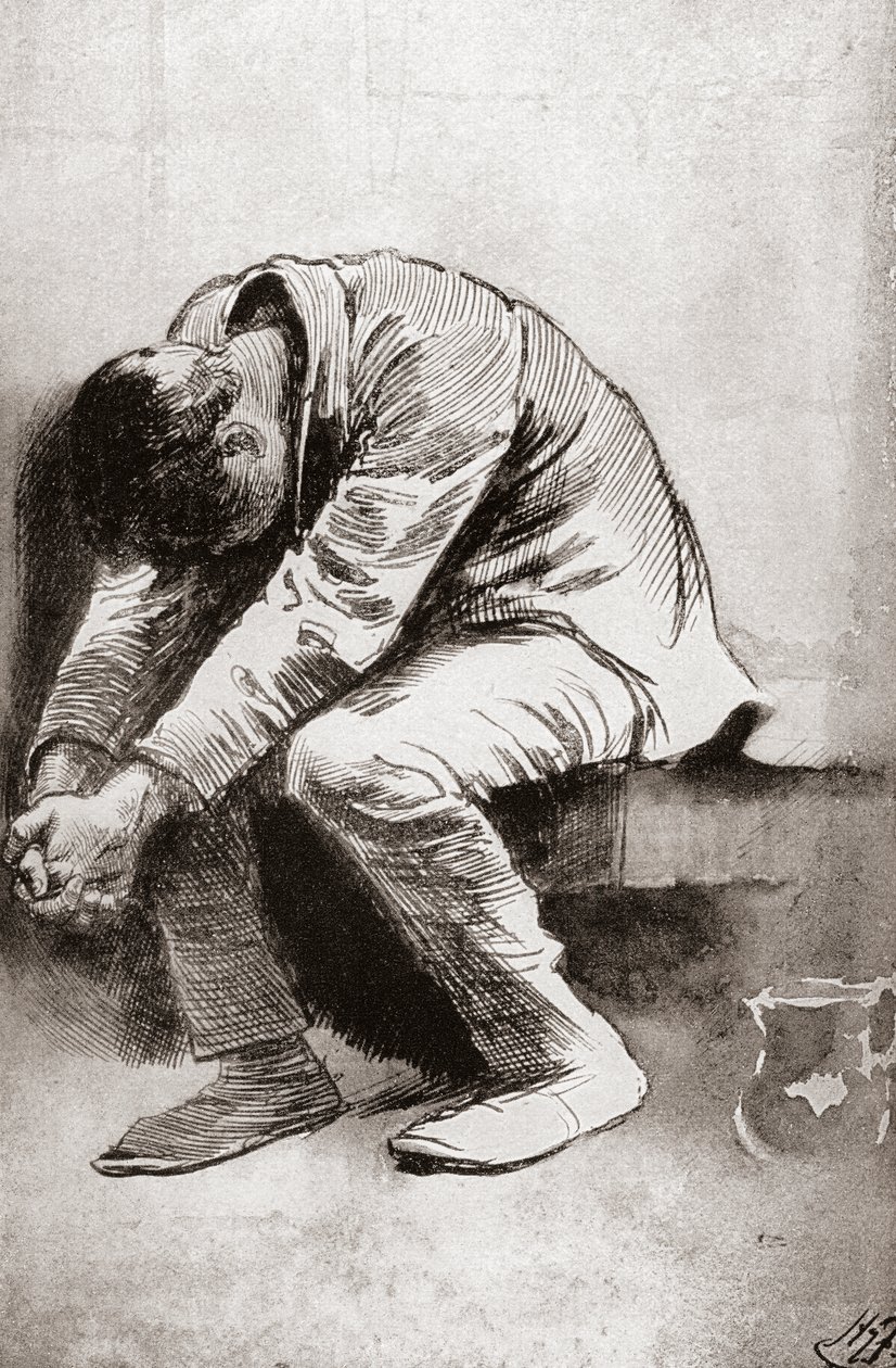 El prisionero solitario. Ilustración de Harry Furniss para el diario de viajes de Charles Dickens American Notes for General Circulation, de The Testimonial Edition, publicado en 1910. de Harry Furniss
