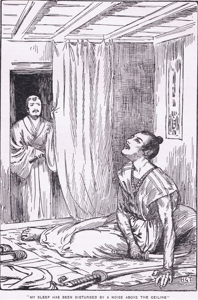 Su sueño se vio perturbado por un ruido en el techo (de More Stories from Raiko) (lito) de Harry George Theaker