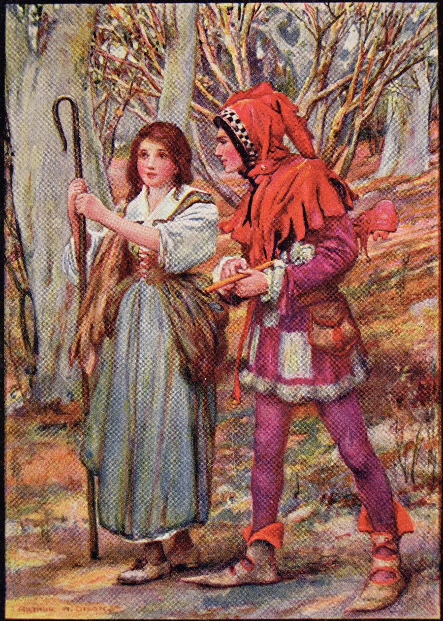 Hladgrun, Olrun y Alvit, de "Wayland the Smith" en "Northern Legends" de Raphael Tuck (litografía en color) de Harry George Theaker