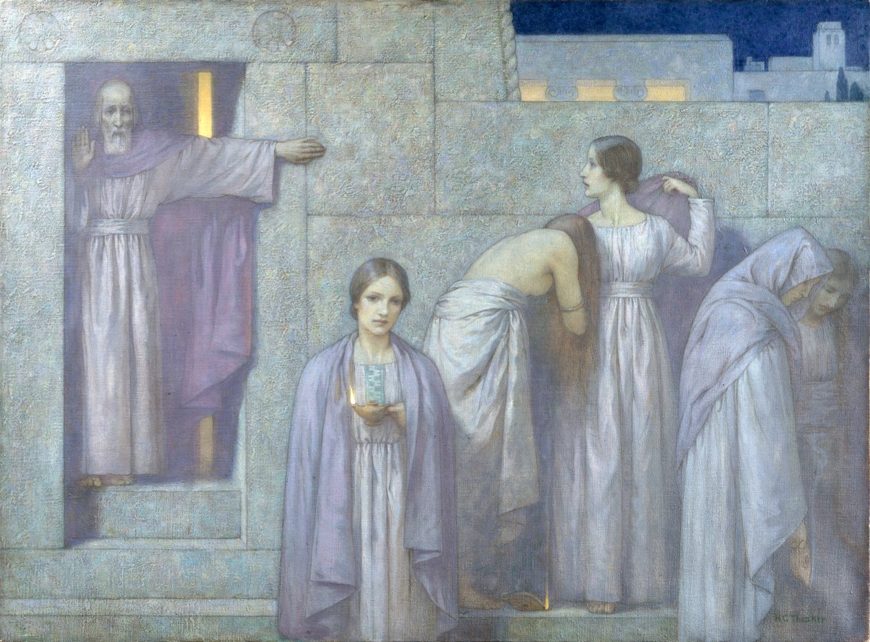 Las vírgenes sabias y necias (óleo sobre lienzo) de Harry George Theaker