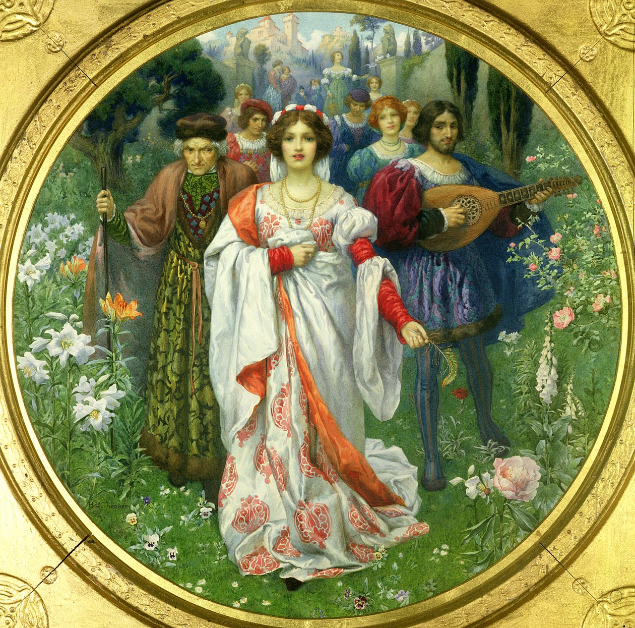 "Cuando una reina, muerta hace tiempo, era joven" (acuarela) de Harry George Theaker