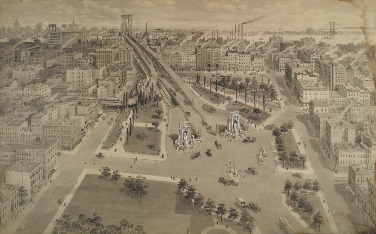Plaza de Brooklyn del Puente de Manhattan, c.1917 de Harry M. Pettit