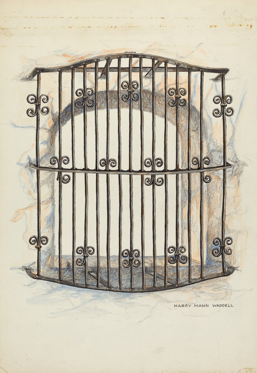 Reja de hierro en la ventana de Harry Mann Waddell