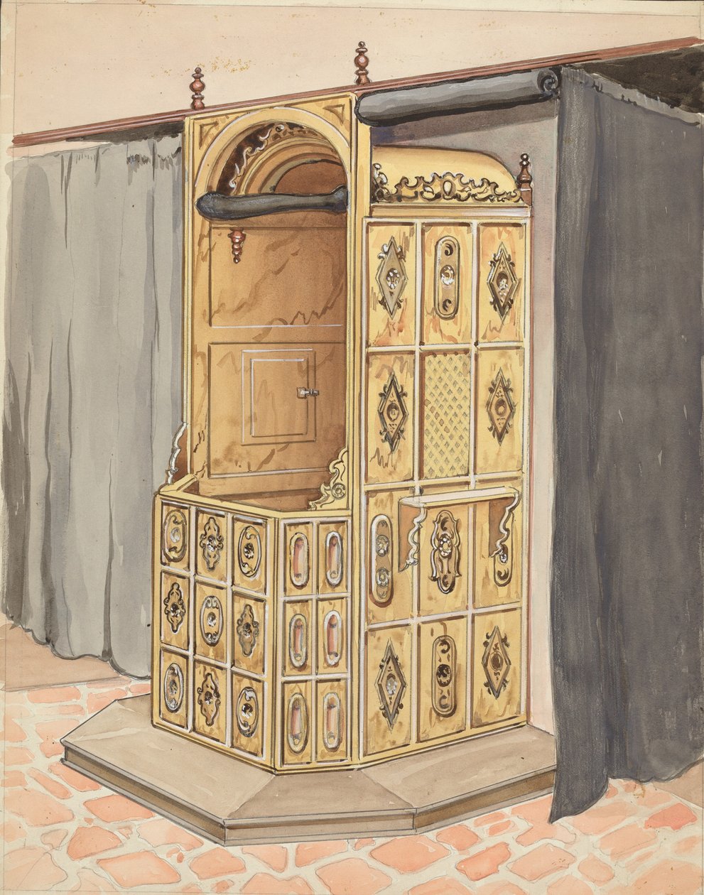 Lado de la silla del confesionario de Harry Mann Waddell