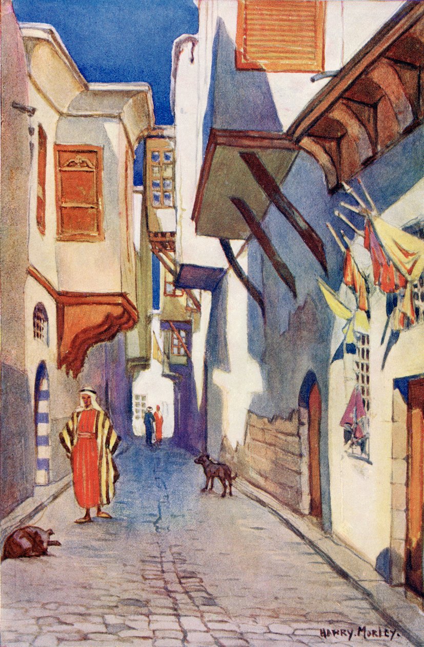 Una calle de Damasco, Siria, c. 1910, de A Book of Modern Palestine de Richard Penlake pub. c.1910 de Harry Morley