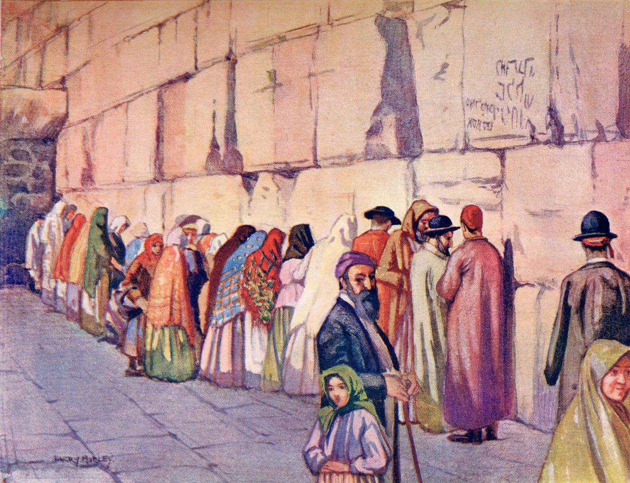 El Muro de las Lamentaciones, Jerusalén, Palestina, c. 1910, de A Book of Modern Palestine por Richard Penlake pub. c.1910 de Harry Morley