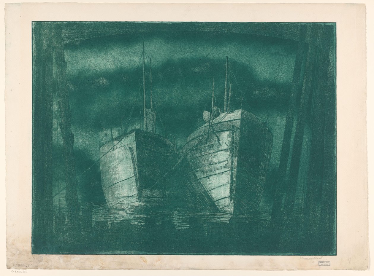 Dos barcazas de Harry van Mook (signed by artist)