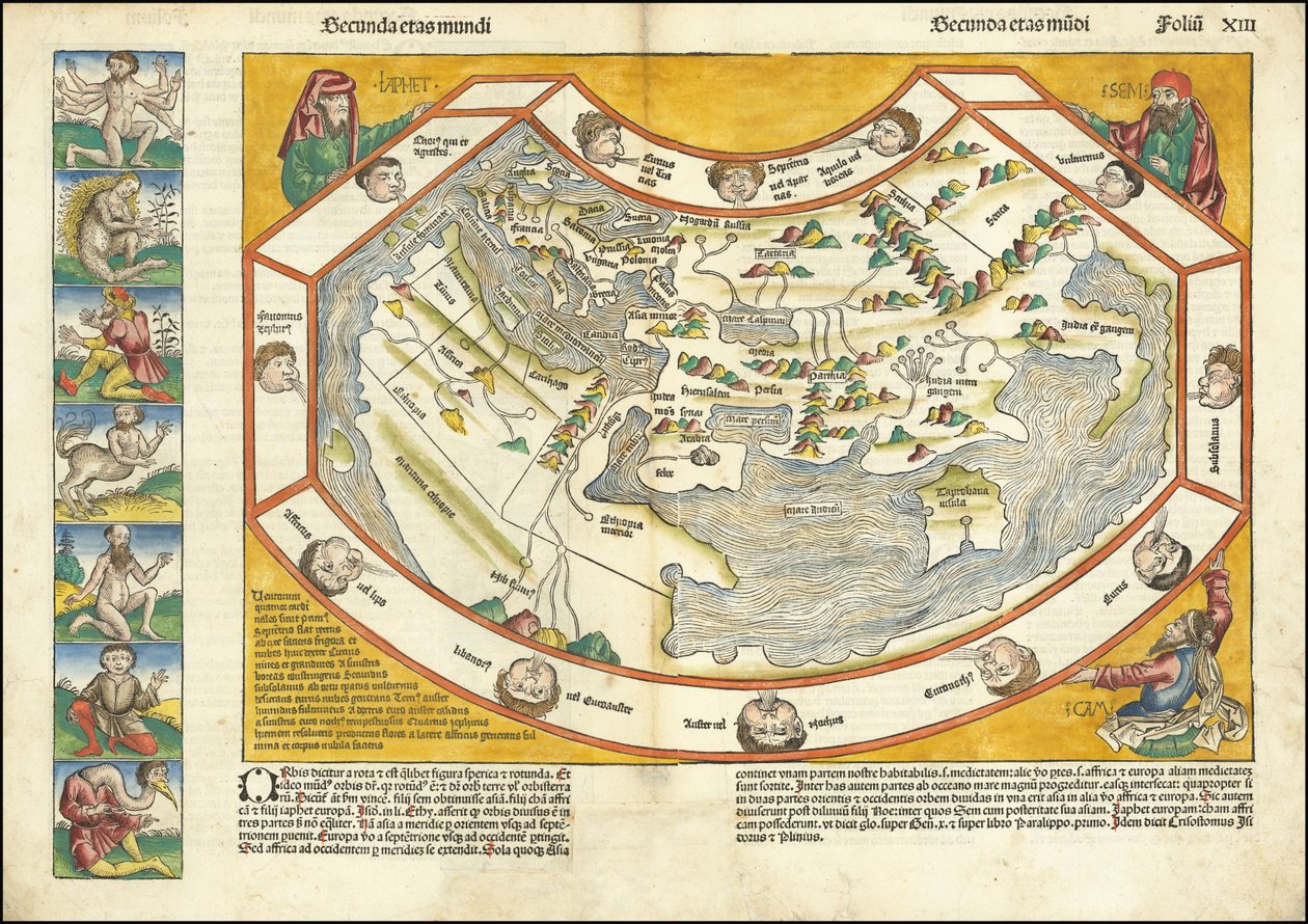 Mapa del mundo de 1493 - Secunda etas mundi de Hartmann Schedel