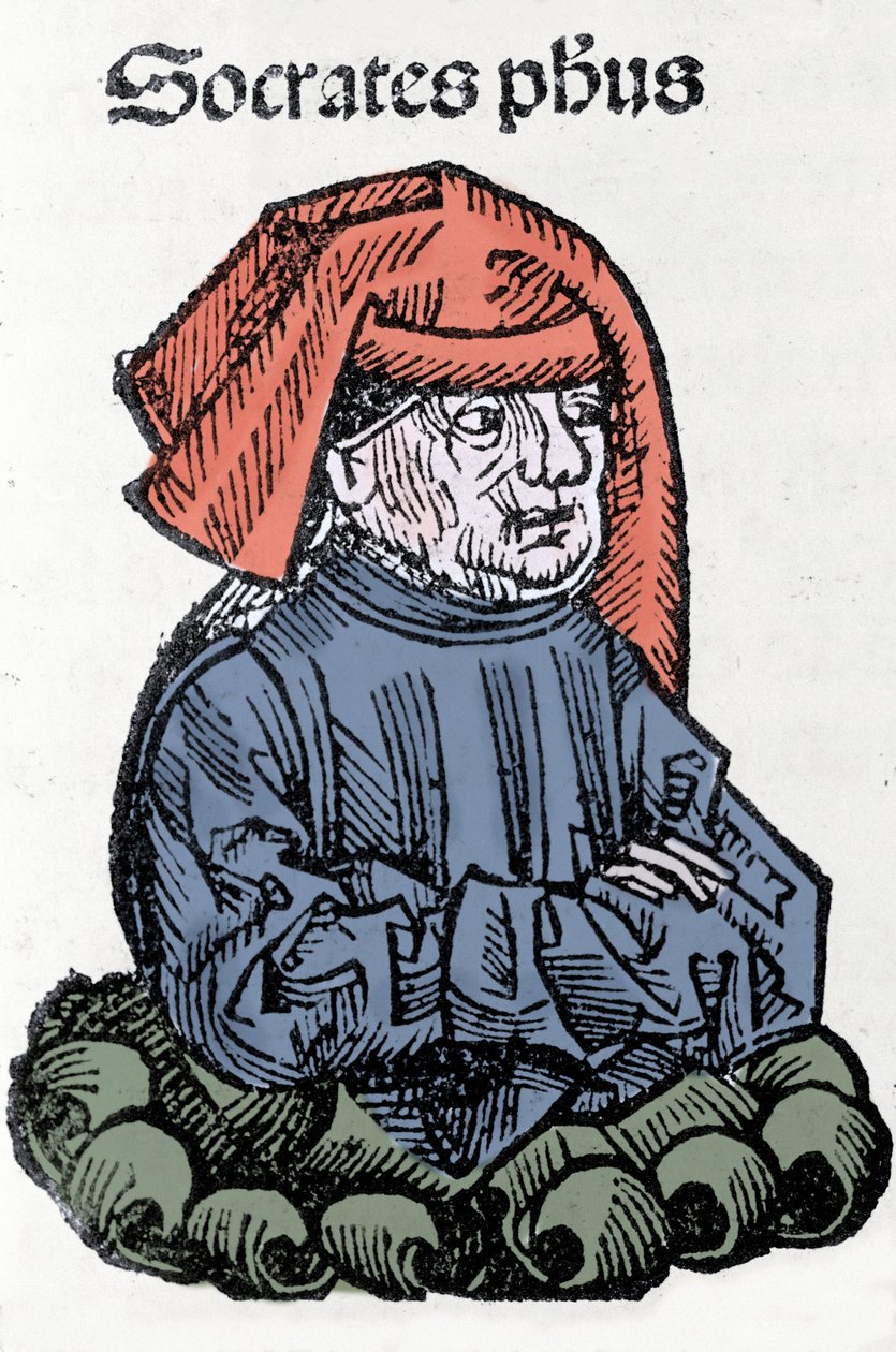 Retrato de Sócrates (470-399 a.C.), filósofo griego. Xilografía de "Crónicas de Núremberg" de Hartmann Schedel de Hartmann Schedel