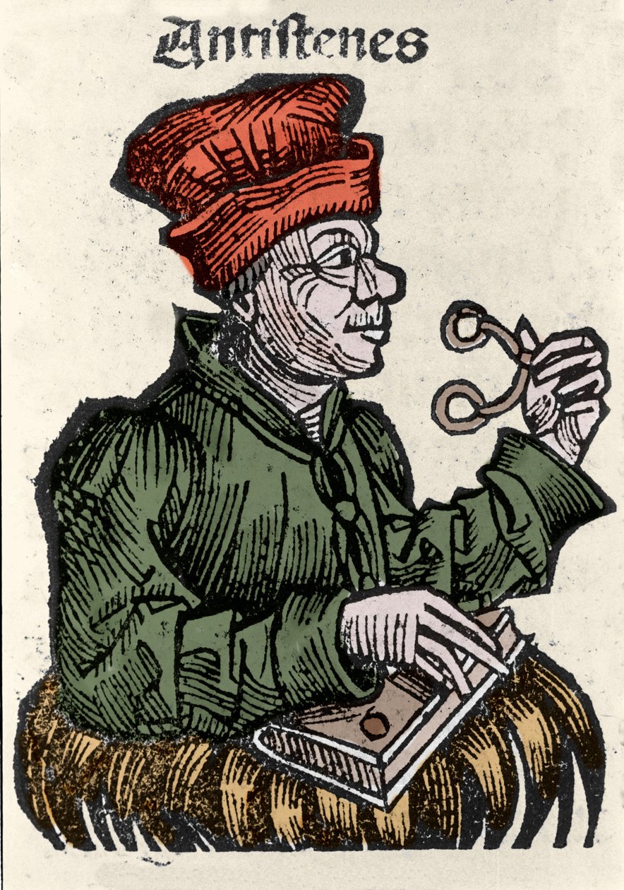 El filósofo griego Antístenes (444-365 a.C.). Xilografía de las 