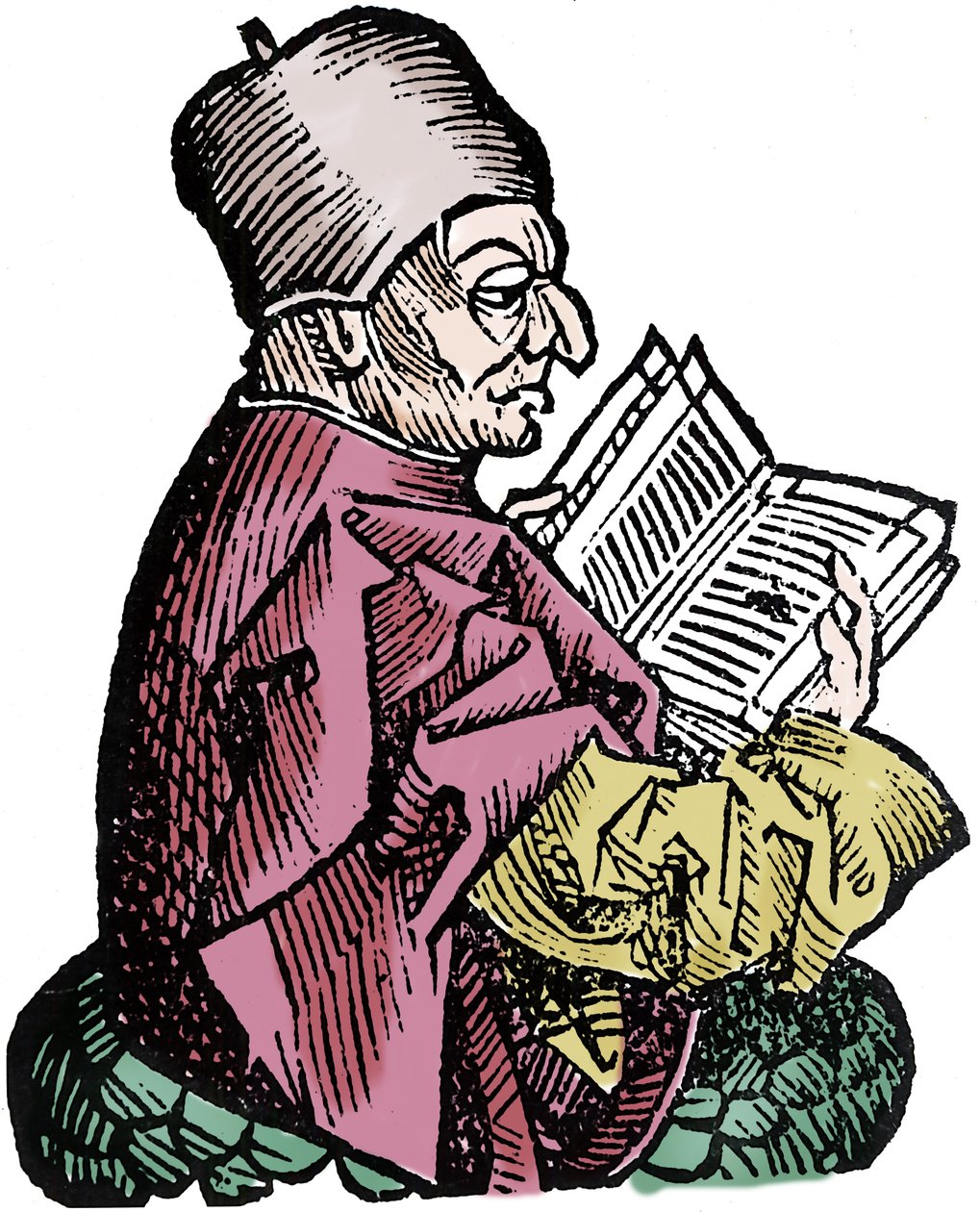 El historiador y teólogo Beda el Venerable (673-735) (Beda Venerabilis). Xilografía de 