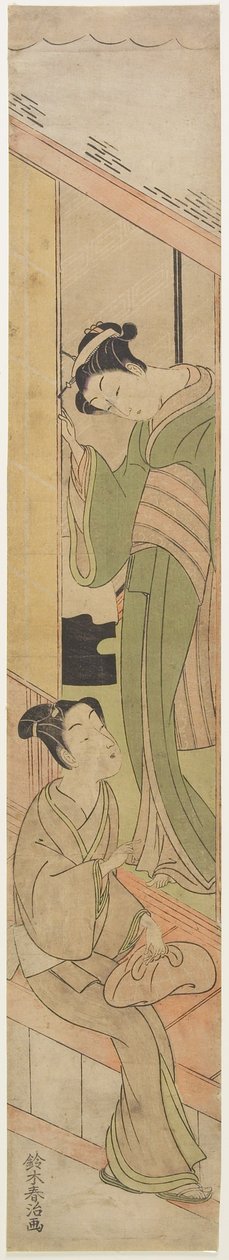 Joven hablando con un Watatsumi, c.1770 de Haruji Suzuki