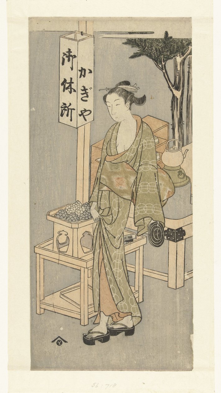 Osen en el puesto de té Kagiya de Harunobu school