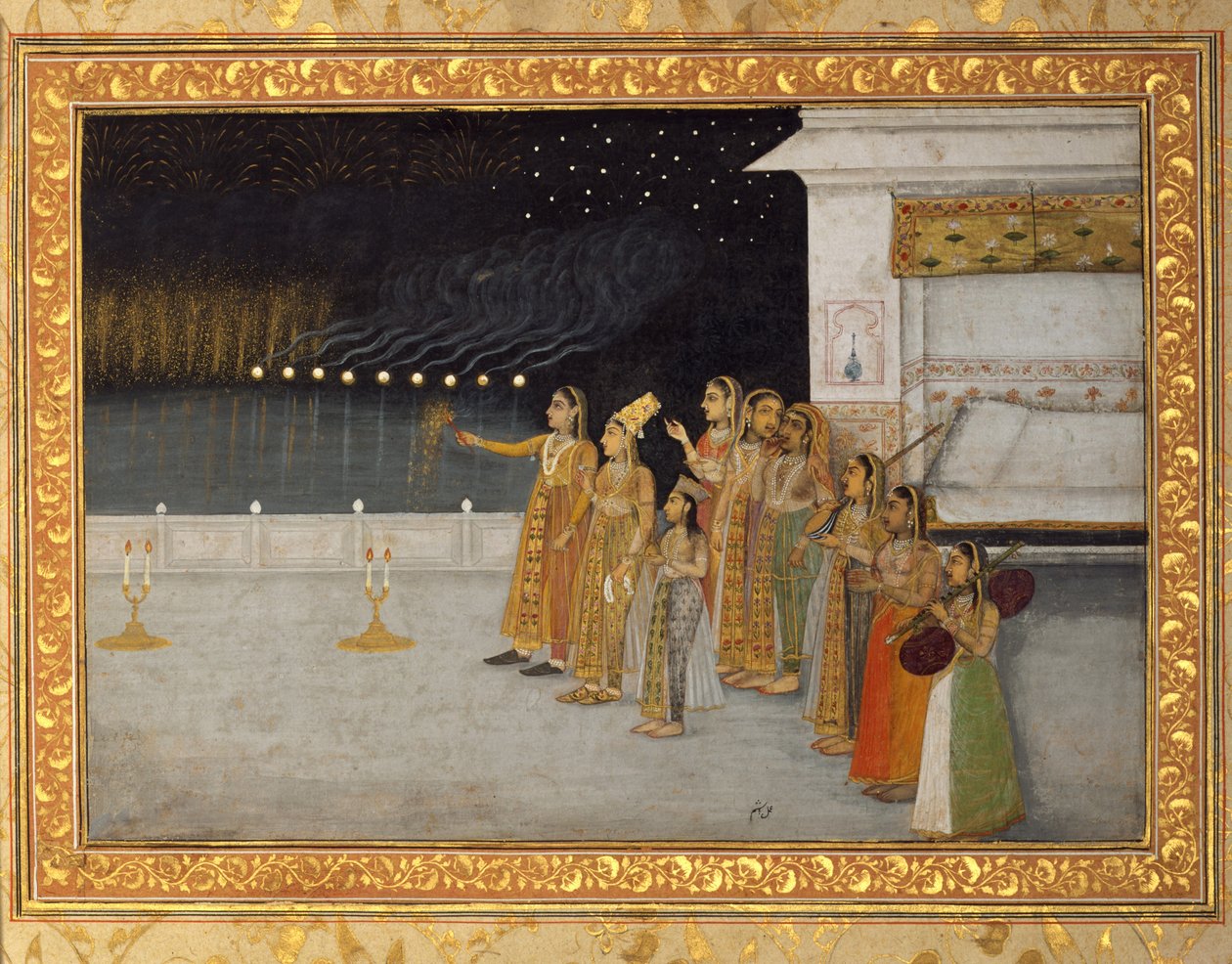 Damas del harén imperial celebrando la noche de Shab-i Bara, 1725-50 de Hashim